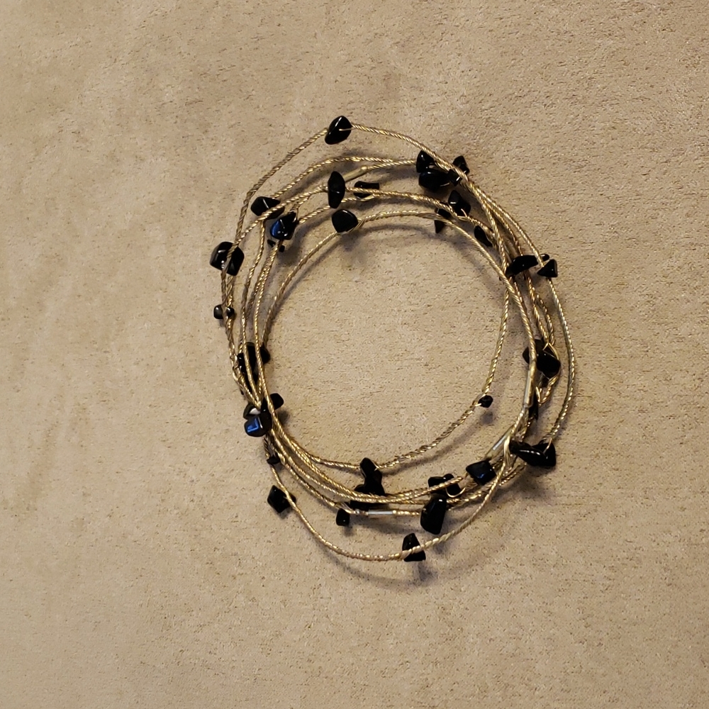 Gold and black stone bangle bracelets